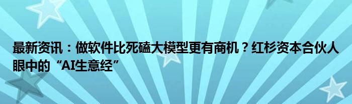 最新资讯：做软件比死磕大模型更有商机？红杉资本合伙人眼中的“AI生意经”