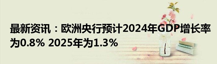 最新资讯：欧洲央行预计2024年GDP增长率为0.8% 2025年为1.3%