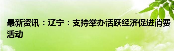 最新资讯：辽宁：支持举办活跃经济促进消费活动