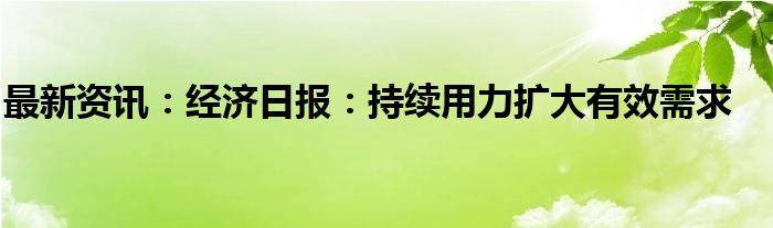 最新资讯：经济日报：持续用力扩大有效需求