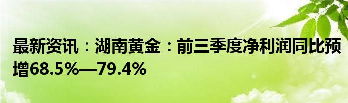 最新资讯：湖南黄金：前三季度净利润同比预增68.5%—79.4%