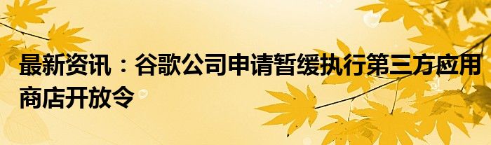 最新资讯：谷歌公司申请暂缓执行第三方应用商店开放令