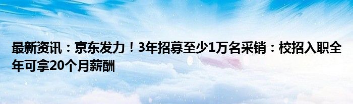 最新资讯：京东发力！3年招募至少1万名采销：校招入职全年可拿20个月薪酬