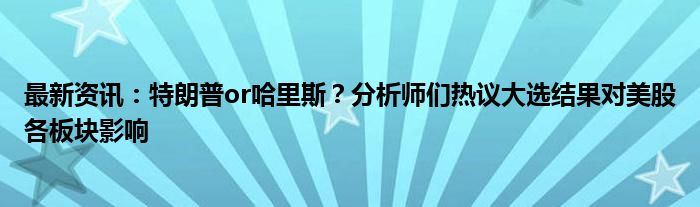 最新资讯：特朗普or哈里斯？分析师们热议大选结果对美股各板块影响