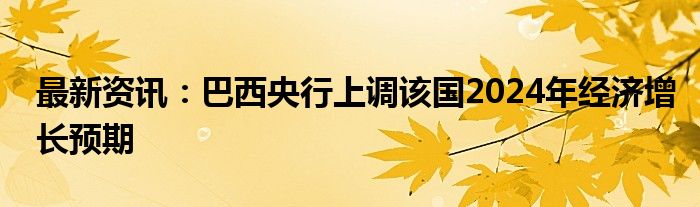 最新资讯：巴西央行上调该国2024年经济增长预期