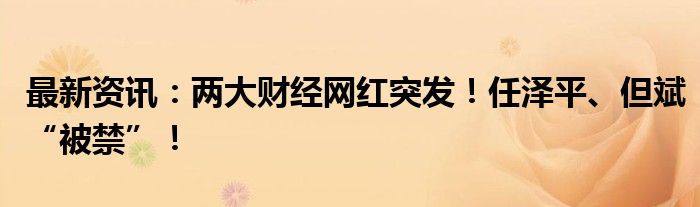 最新资讯：两大财经网红突发！任泽平、但斌“被禁”！